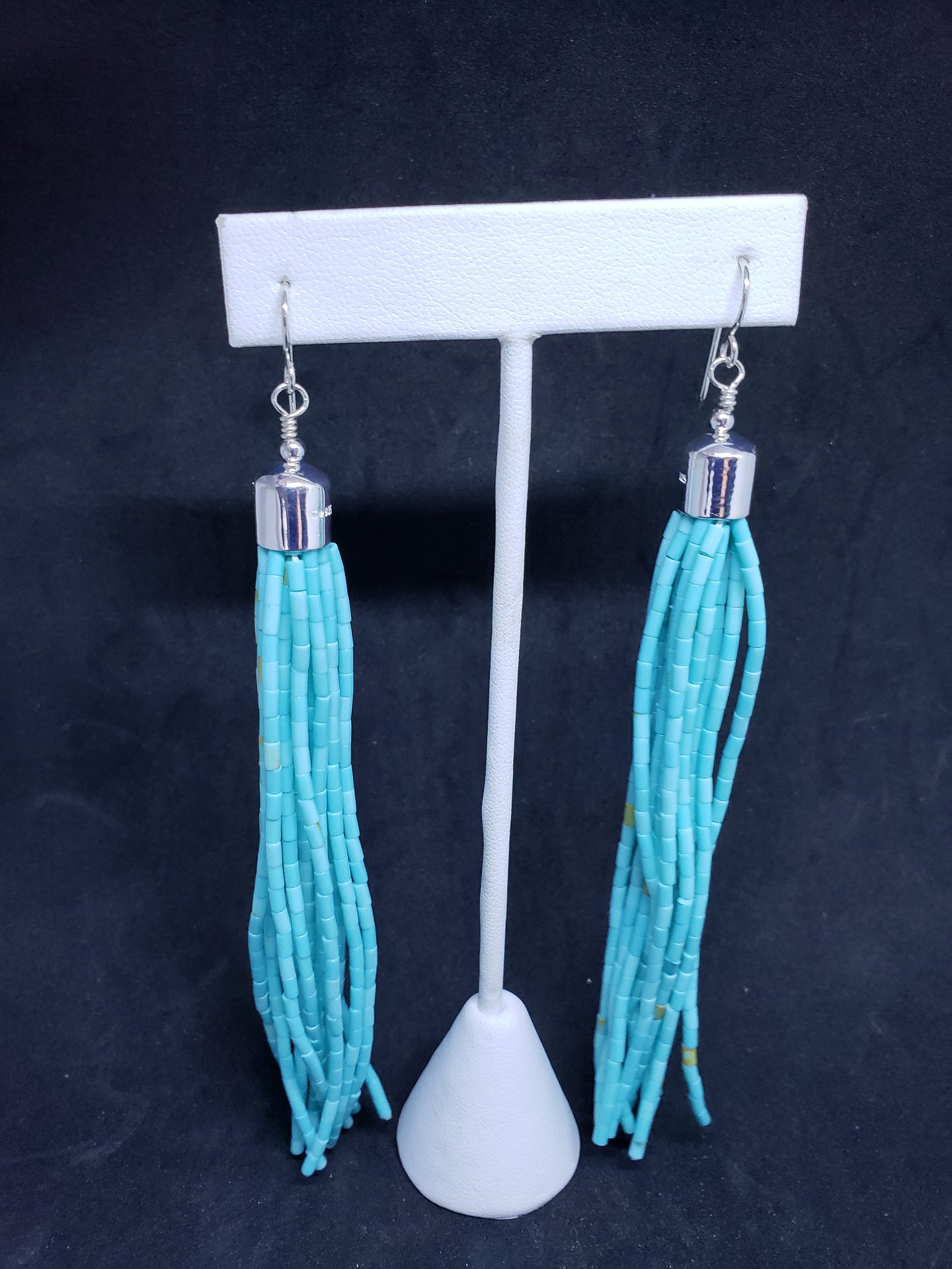 Long Turquoise Heshi Earrings Sterling Silver