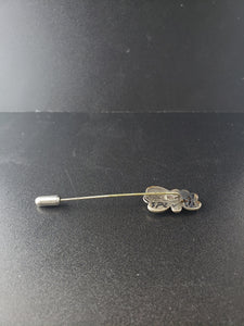 Vintage native American flower lapel pin - turquoise and pearl - sterling silver