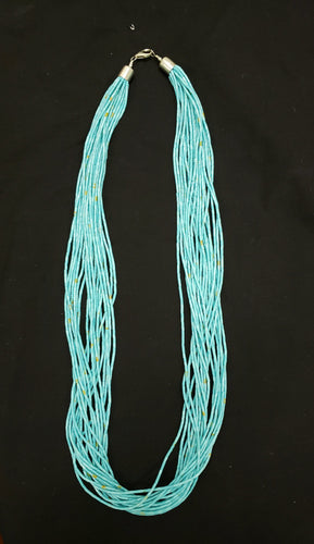 20 strands turquoise heshi necklace - 30 inches - sterling silver necklace