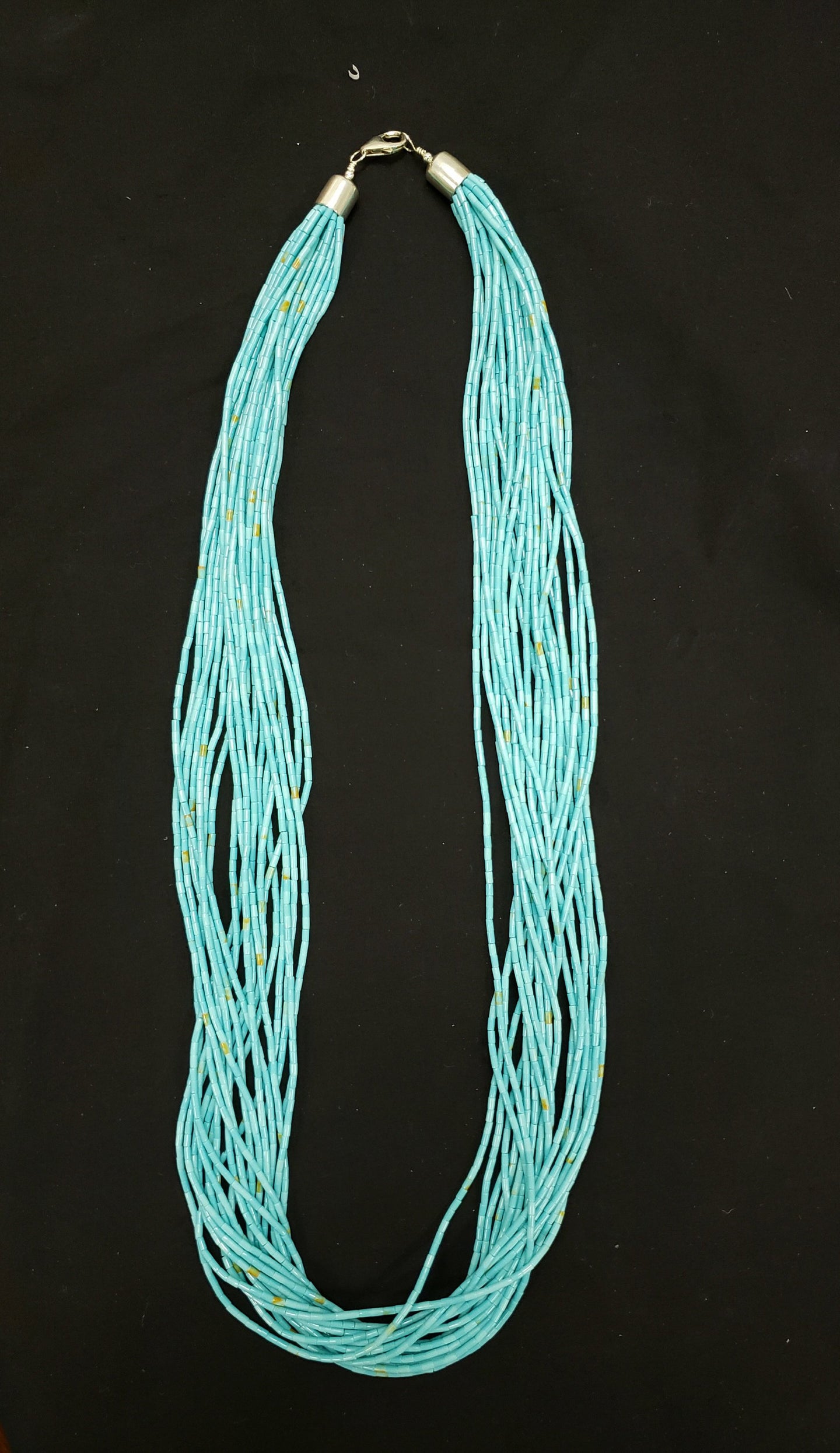 20 strands turquoise heshi necklace - 30 inches - sterling silver necklace