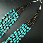 30 inches 5 strands Turquoise beads heshi shell sterling silver necklace
