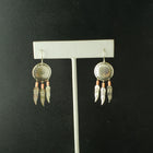 southwest concho feather sterling silver dangle earrings