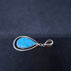 Blue fire opal teardrop sterling silver pendant