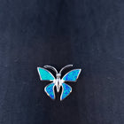 Butterfly blue opal sterling silver pendant