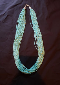 30 inches 30 strands turquoise heshi sterling silver necklace