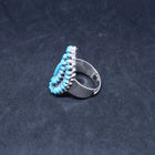 vintage Native American Zuni Cluster petit point sleeping beauty turquoise sterling silver ring - size 7 1/2 - adjustable ring