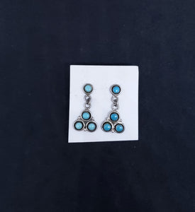 vintage Zuni  triangle turquoise sterling silver post earrings - not matched color