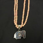 Vintage 16 inches double strands spiny oyster beaded necklace with inlay turquoise buffalo sterling silver pendant