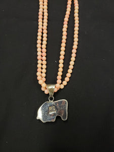Vintage 16 inches double strands spiny oyster beaded necklace with inlay turquoise buffalo sterling silver pendant