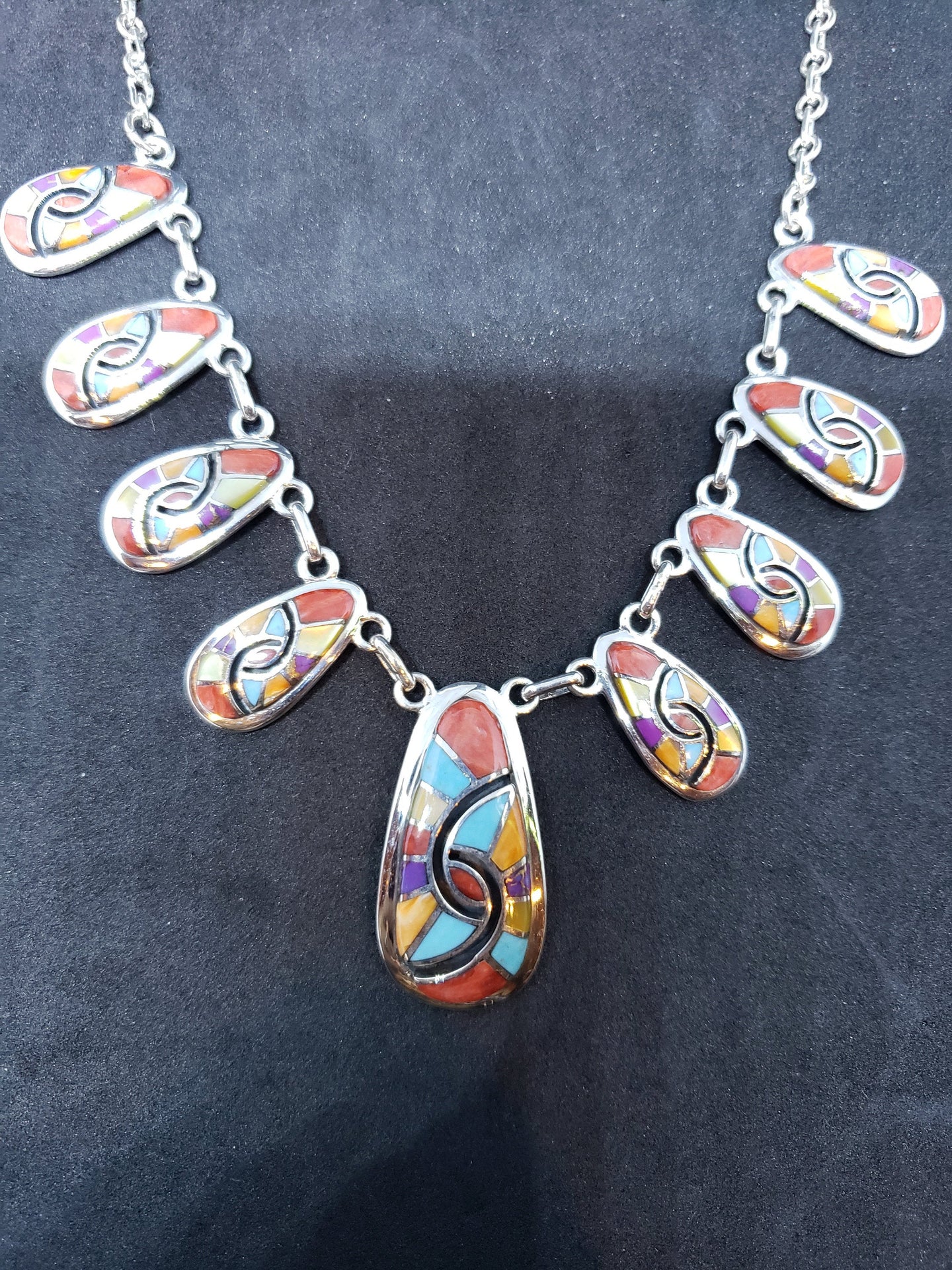 Multi Color Inlay Necklace and Earring