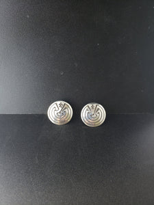 1 inches Vintage native American maze man sterling silver post earrings