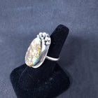 Size 9 - royston spiderweb turquoise sterling silver ring - adjustable ring