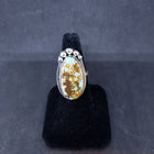 Size 9 - royston spiderweb turquoise sterling silver ring - adjustable ring