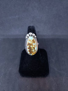 Size 9 - royston spiderweb turquoise sterling silver ring - adjustable ring