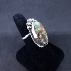 Size 9 - royston spiderweb turquoise sterling silver ring - adjustable ring
