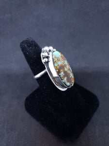 Size 9 - royston spiderweb turquoise sterling silver ring - adjustable ring