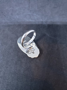 Size 9 - royston spiderweb turquoise sterling silver ring - adjustable ring