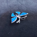 Butterfly blue opal sterling silver pendant