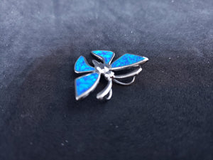 Butterfly blue opal sterling silver pendant