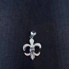 Fleur-de-lis design inlay white fire opal sterling silver pendant