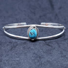 New Navajo oval rough Kingman turquoise sterling silver cuff bracelet