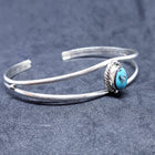 New Navajo oval rough Kingman turquoise sterling silver cuff bracelet