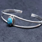 New Navajo oval rough Kingman turquoise sterling silver cuff bracelet