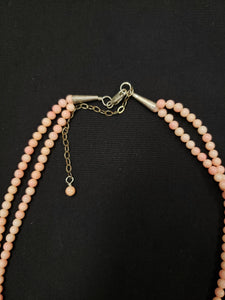 Vintage 16 inches double strands spiny oyster beaded necklace with inlay turquoise buffalo sterling silver pendant