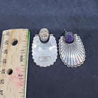 Navajo stamp sterling silver post earrings- charolite - vintage