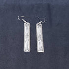 Vintage Navajo rectangle Hand stamped sterling silver dangle earring