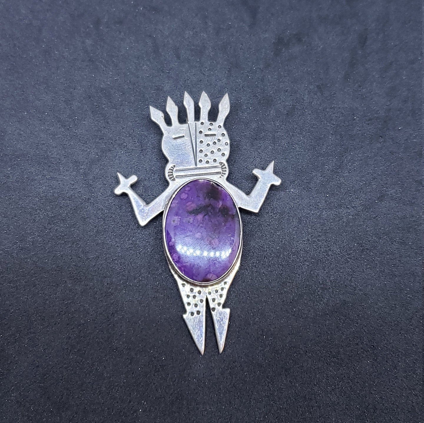 vintage Native American Navajo Charoite Sterling silver lapel pin and pendant