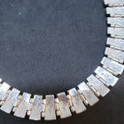 14 inches vintage link chain sterling silver necklace- inlay multicolors multi stones- signed Sanel