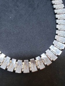 14 inches vintage link chain sterling silver necklace- inlay multicolors multi stones- signed Sanel