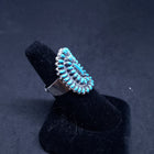 Vintage Zuni cluster petit point sleeping beauty turquoise sterling silver ring size 9 - adjustable ring