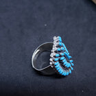 Vintage Zuni cluster petit point sleeping beauty turquoise sterling silver ring size 9 - adjustable ring