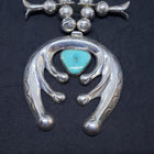 22 inches Vintage Navajo turquoise Naja blossom bells sterling silver bead necklace
