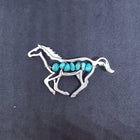 Vintage running horse with turquoise sterling silver lapel pin