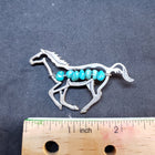 Vintage running horse with turquoise sterling silver lapel pin