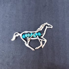 Vintage running horse with turquoise sterling silver lapel pin