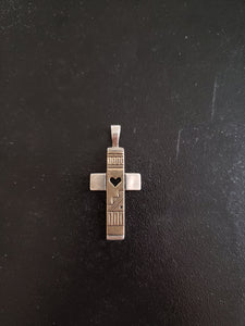 14k gold cross pendant - vintage Navajo heart sterling silver pendant