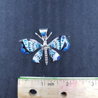Southwest butterfly inlay blue fire opal white fire opal sterling silver pendant