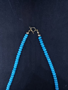 18 inches Natural sleeping beauty turquoise 6mm beaded necklace - 14k gold necklace