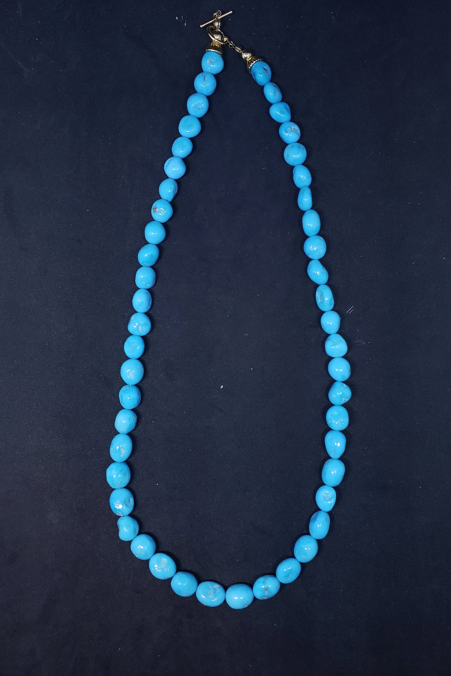 18 inches Natural sleeping beauty turquoise 8x10mm beaded necklace - 14k gold necklace