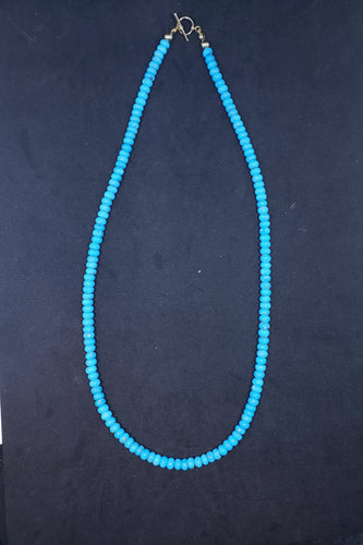 18 inches Natural sleeping beauty turquoise 6mm beaded necklace - 14k gold necklace