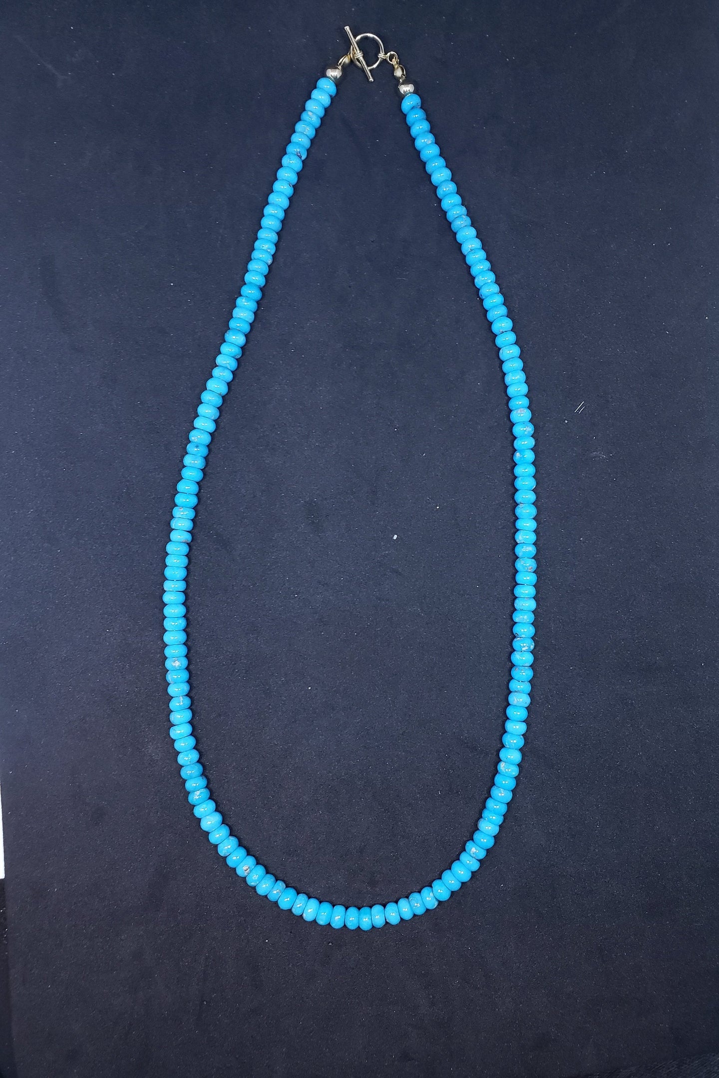 18 inches Natural sleeping beauty turquoise 6mm beaded necklace - 14k gold necklace