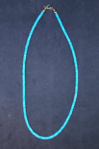 18 inches Natural sleeping beauty turquoise 5mm beaded necklace - 14k gold necklace