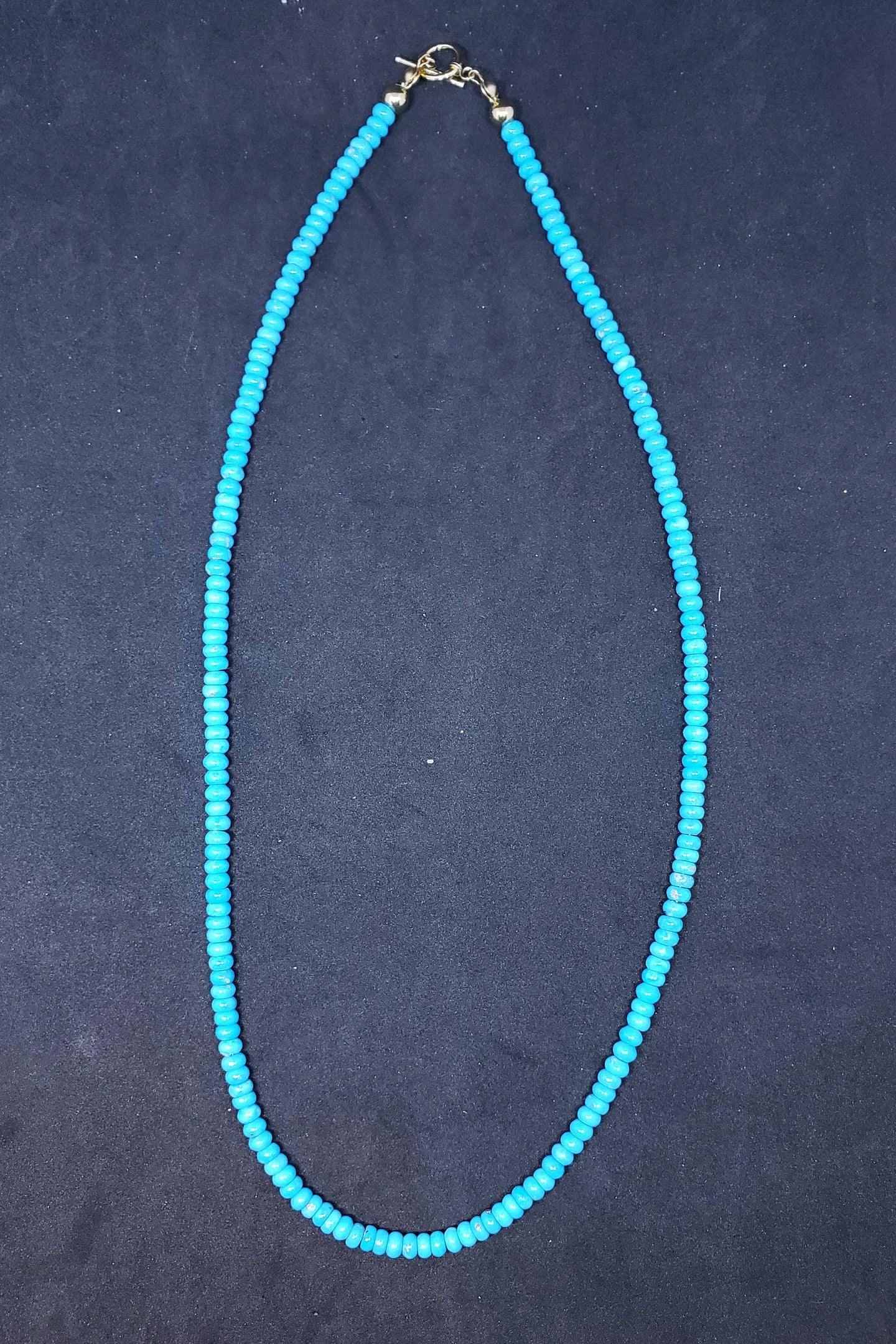 18 inches Natural sleeping beauty turquoise 5mm beaded necklace - 14k gold necklace