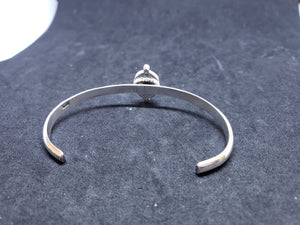 New Navajo single rope circle with 2 dots oval 7x9mm Kingman turquoise sterling silver cuff bracelet