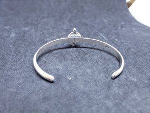 New Navajo single rope circle with 3 dots round 8mm Kingman turquoise sterling silver cuff bracelet