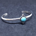 New Navajo single rope circle with 3 dots round 8mm Kingman turquoise sterling silver cuff bracelet